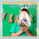 6 Pcs 10 Inch Transparent Easter Eggs with Handles Giant Clear Easter Egg Jumbo Fillable DIY Easter Egg for Easter Hunt Decoration