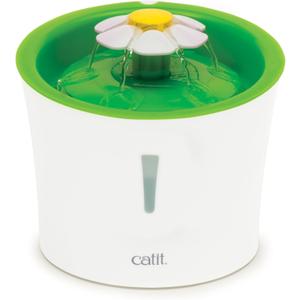 Catit LED Flower Fountain with Triple Action Filter, Cat Drinking Water Fountain, 3 L (9.0 x 8.3 x 7.7 Inches, Green)