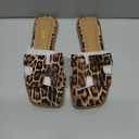 Soda Women Slip-On Sandals H-Band Flip-Flops Slides Square KNIT Leopard Cheetah, Size 8.5