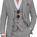 Men's Suit 3 Piece Linen Suits Slim Fit Suit Blazer Vest Pants Set Wedding Prom Tuxedos Business Casual Suit (XL)