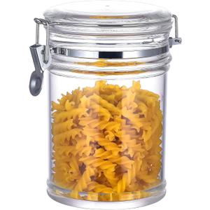 50 oz Reinforced Medium Acrylic Canister with Locking Clamp, Airtight Flip Jar | Food Storage Container for Flour, Sugar, Coffee, Candy, Cookie etc