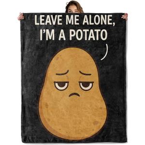 Funny Potato Blanket 50x60 in, Flannel Throw Blankets for Travel Camping Sofa Living Room Decor, Lightweight Cozy Soft Fuzzy Gifts for Women Adults Kids