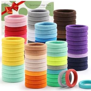 Bessrung 100PCS Elastic Hair Ties, Seamless Hair Band, Ponytail Holder No Crease Damage, Cotton Bands, Hair Scrunchies for Thick Thin Hair, Hair Accessories for Women