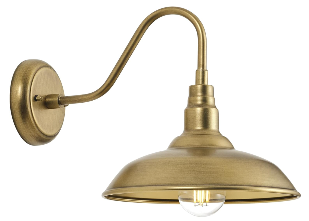 Black Gooseneck Barn Light for Farmhouse 10 Inch Dome Exterior Lights Fixture with Wall Mount, Outdoor Wall Sconce for Garage Porch Patio