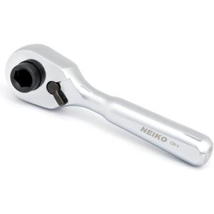 Neiko 03002A Stubby Ratchet, 1/4 Inch Ratchet Wrench and Bit Driver, 108-Tooth Reversible Ratchet, 3.3 Degree, Mini 1/4 Ratchet Drive, Oval Head Wrench, CR-V Steel Quarter Inch Small Ratchet Wrench