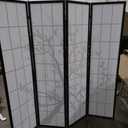 FDW Room Divider 6Ft Folding Privacy Divider 4 Panel Oriental Shoji Screen Wall Divider Wood Divider Portable Freestanding Partition Screen, White