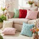 AVOIN colorlife Spring Pet Dog Paws Light Green Throw Pillow Covers, 18 x 18 Inch Soft Plush Faux Fur Jacquard Cushion Case Farmhouse Decoration for Sofa Couch Set of 2