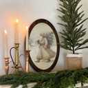 Wheatwin Vintage Christmas Santa Oval Framed Wall Art, Santa Picture Framed Wall Art, Neutral Winter Christmas Tree Wooden Wall Decor for Home Bedroom Living Room 14.5x9 Inch