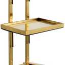 Multifunctional 2-Tray Utility Cart on Wheels - Gold 2-Level Medical Trolley Cart - Mobile Storage Tray Cart for Dental Tools, Cavitation Machine, Salon Supplies - Brass Foldable Storage Trays, Pack of 2