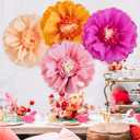 SUNBEAUTY Large Paper Flowers Decorations 4PCS 20'' Pink Orange Giant Paper Flowers Large Crepe Tissue Flower Decorations for Girls Women Birthday Baby Shower Spring Summer Wedding Wall Decor