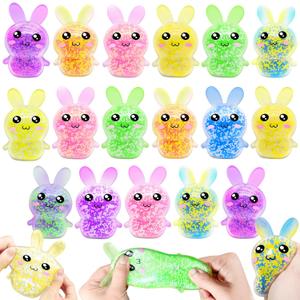 12 Pack 3.5Large Easter Eggs Filled with Bunny Stress Ball Fidget Toy 8 Colors Squeeze Squishy Relief Toy for Kids Boys Girls,Easter Basket Stuffers Easter Egg Hunt Party Favors Gifts Classroom Prize