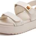 vodvob Womens Flat Sandals with Soft Cushioned Footbed Open Toe Slides Adjustable Slip On Slippers for Summer US 8 (White)
