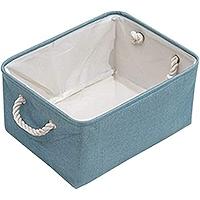 3Packs Closet Storage Bins, Extra Large Canvas Cloth Storage Bins Shelf Fabric Storage Basket with Drawstring Closure Collapsible Organizing Baskets for Playroom Yarn Towels Dog Cats Baby Toys (BLUE)
