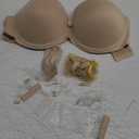 Strapless Bra with Clear Back Invisible Strap Push Up Padded Underwire Backless Halter Bralette (38C, Beige)