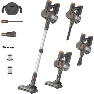 Cordless Vacuum Cleaner, Stick Vac with Tangle-Resistant Design, Up to 50 Minutes, 450W45KPA Powerful Suction, Rechargeable, Lightweight, and Versatile for Carpet, Hard Floor, Pet Hair (Glod)