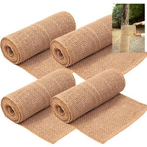 4 Rolls Natural Jute Burlap Tree Wraps, 7.8"9.8' Winter Tree Protector Wraps Garden Trees Trunk Guard Plant Wrap Shrub Plants Bandage Wrap for Keep Plant Warm