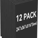 12 Pack Black Foam Board 24"x36", 3/16" Thick Foam Core Board for Projects, Black Poster Board for Painting, Displaying, and Craft Projects