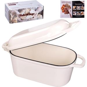 4.6 Quart Dutch Oven for Sourdough Bread Baking, Combo Oval Enameled Cast Iron Bread Pan with Lid, Bread Dutch Oven for a Crispy Crust, White