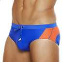 MIZOK Men's Swimwear Sexy Low Rise Bikini Briefs Quick Dry Swimsuit with Drawstring. Size L