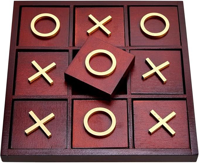 Juvale 9.5-inch Wooden Tic Tac Toe Game, Decorative Coffee Table Games for Adults and Family Activities