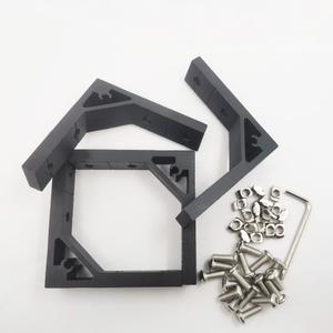 MengQi 4pcs Black Corner Bracket for 2020 Series Aluminum Extrusion Profile Standard 6mm Slot Strong Support Connector Joint Brace Inside Fastener with M5 T Nuts + M5 Screw + Wrench