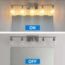 MELUCEE 4 Lights Brushed Nickel Vanity Light with Hammered Glass Shade