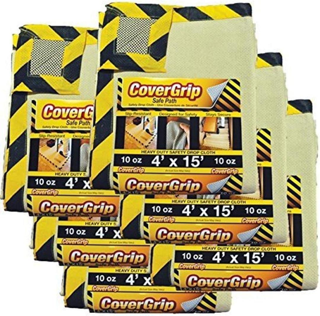 Heavy Duty Safe Path 10 Oz Canvas Safety Drop Cloth, 4' x 15', (Pack of 6)
