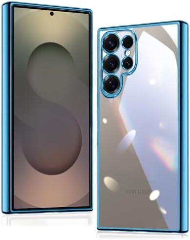3 Pack ZHONGHUAJIA for Samsung Galaxy S25 Ultra Case [Electroplating Protective] [Non-Yellowing Clear] Metallic Luster Soft Super Thin TPU Anti-Fall Case for Galaxy S25 Ultra,(Blue)