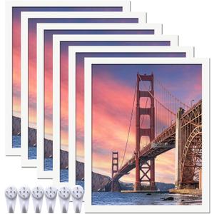 6 Sets 12x15 Picture Frame, Frames for 12 x 15 Canvas Collage Photo Poster Certificate Wall Gallery, High Transparent Horizontal Vertical White 12 by 15 Inches