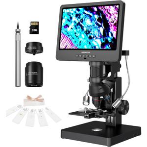 Andonstar AD269S 20X-5000X HDMI Digital Microscope with 10.1'' LCD Screen for Adults Kids, Home Lab Biological Microscope Kit with Slides, Full View for Coins, Windows Compatible