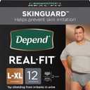 Depend Real Fit Incontinence Underwear for Men with Maximum Absorbency, Large/X-Large, 12 Count (Black / Grey)