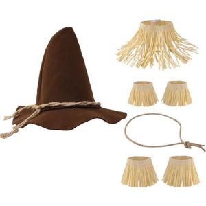 COLLECT PRESENT Classic Scarecrow Hat Straw Kit for Adults  Adjustable Size, Soft Felt Material Realistic Straw Detailing (Brown)
