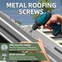 #10 x 3/4" (200 PCS) Metal Roofing Screws with Rubber Washer, Hex Head Self Tapping Screws for Metal, Self Drilling Sheet Metal Screw, Hex Bit Socket Included