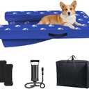 Inflatable Dock Platform, Medium Dog Boat Ramp Floating Non-Slip Oxford and PVC with Small Water Ramp for Dogs Pool, Dock, Lake with Traction Rope, Manual Air Pump (3.2ft x 2.2ft x 4in) M01