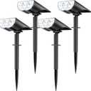 Solar Spot Lights Outdoor Waterproof, 3 Lighting Modes Solar Spotlights, Dusk to Dawn Spot Light for Yard Pathway Landscape Driveway, Warm White, 6 Pack