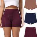INNERSY Women's High Waisted Period Underwear Boy Shorts Panties for Postpartum Menstrual 3-Pack (Large, Dark Vintage)