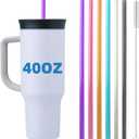 2 x Straws for Owala Insulated Bottle 40oz Tumbler 6x Replacement Straws with Cleaning Brush for Owala 40oz PETG Food Grade
