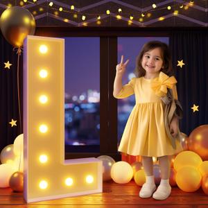 Marquee Letters 3 Feet Tall Large Light Up Letters L Happy Birthday Decorations Marry Me Engagement Party Decor Yellow Light Birthday Decorations Balloon Arch Kit Foam Sign L