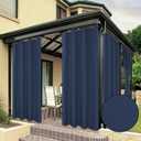 BONZER Waterproof Outdoor Curtains for Patio Porch Pergola Cabana Light Filtering Privacy Grommet Indoor Curtain Panels for Bedroom Living Room, 1 Panel, 54W x 95L inch, Navy