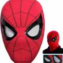 Spider Hero Mask with Moving Eyes, Realistic Spider Mask Costume for Cosplay, Birthdays Gift for Kids/Adults (Red)