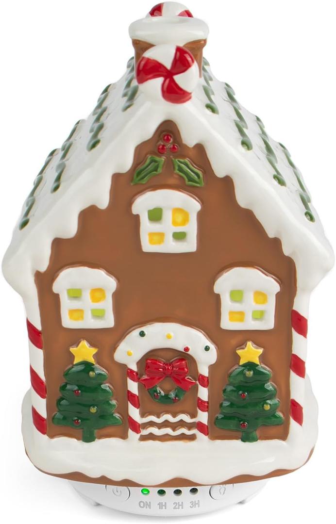 2 x ARVIDSSON Christmas Essential Oil Diffuser, Gingerbread House Diffuser for Essential Oils, Ceramic Ultrasonic Oil Diffusers for Home, Holiday Aromatherpay Diffusers Gift for Women and Kids