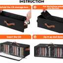 Clear Front CD Storage Box 4 Pack, Dustproof Zippered CD Case Holder with Top & Side Handles, Stores 140+ Discs Total, See All Disc Titles at a Glance, 15.75 x 6.1 x 5.3in, Black