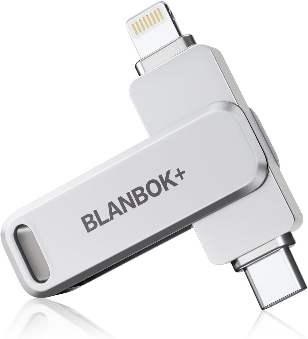 MFi Certified 256GB iPhone Photo Stick, USB Flash Drive for Photo/Video Backup, High-Speed Thumb Drive Compatible for iPhone/iPad/Android/PC (Silver)