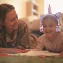 Kids Wireless Headphones for Girls Children Teens, LED Light Up Bluetooth Unicorn Headphones with Microphone for School/Xmas/Online Study/Unicorn Gifts (Pink Wireless)