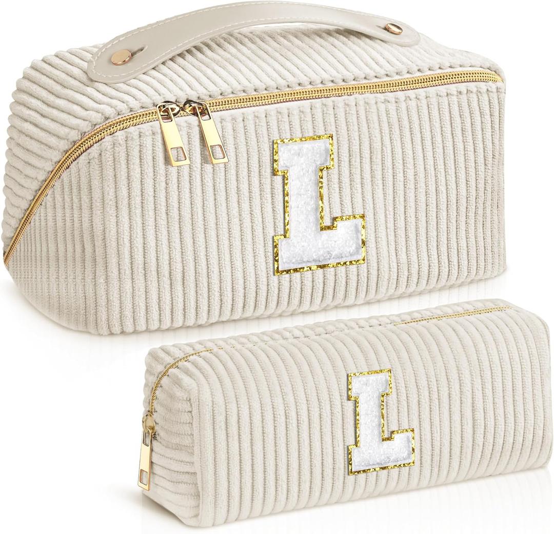 TOPEAST Travel Gifts for Women - Travel Makeup Bag, Cosmetic Bag Set Travel Toiletry Bag Birthday Gifts for Women (White L)