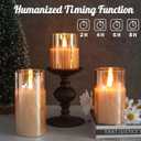 Rechargeable Flameless Candle, Flashing LED Pillar Real Wax Candle with Remote Control and Timer, Upgraded Teardrop Wick, Gold Glass Electronic Candle, 1 Set of 3