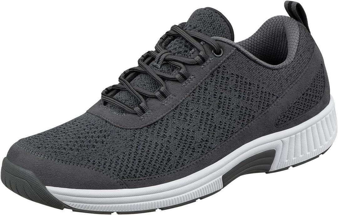Orthofeet Men's Orthopedic Knit Lava Sneakers (10.5, Dark Grey)