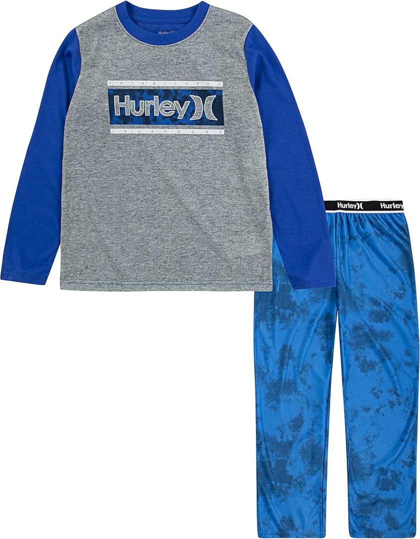 Hurley Boys' Pajama 2-piece Set (8, Game Royal Washed)