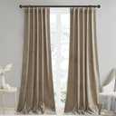StangH Camel Beige Velvet Curtains for Living Room Heat Resistant Privacy Assured Drapes Room Darkening Window Curtains for Kids Room/Sliding Door/French Window, W42 x L96, 2 Panels