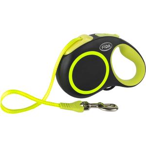 Fida Retractable Dog Leash, Reflective 16ft Heavy Duty Pet Walking Leash for Small/Medium Dog up to 26 lbs, Tangle Free. One-Hand Brake (Small, Neon Yellow)